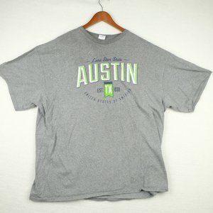 Vintage Mens T Shirt Extra Large Gray Austin Texas Short Sleeve Crew Delta 90s